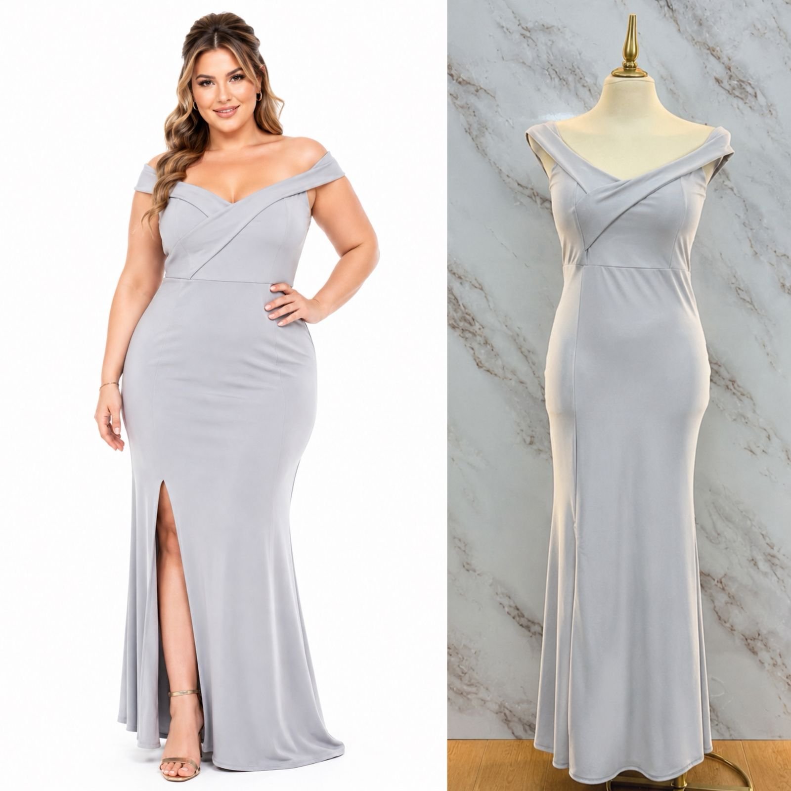 VESTIDO DE FIESTA CON DISEÑO A HOMBRO CAIDO - Image 3