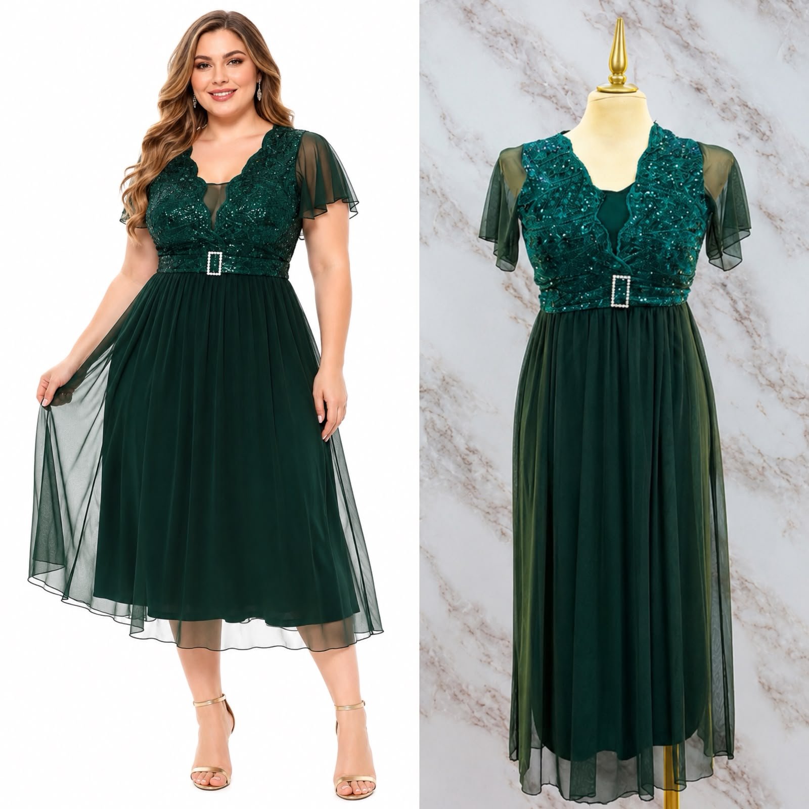 VESTIDO DE FIESTA CONTURON HEBILLA CUADRADA - Image 2
