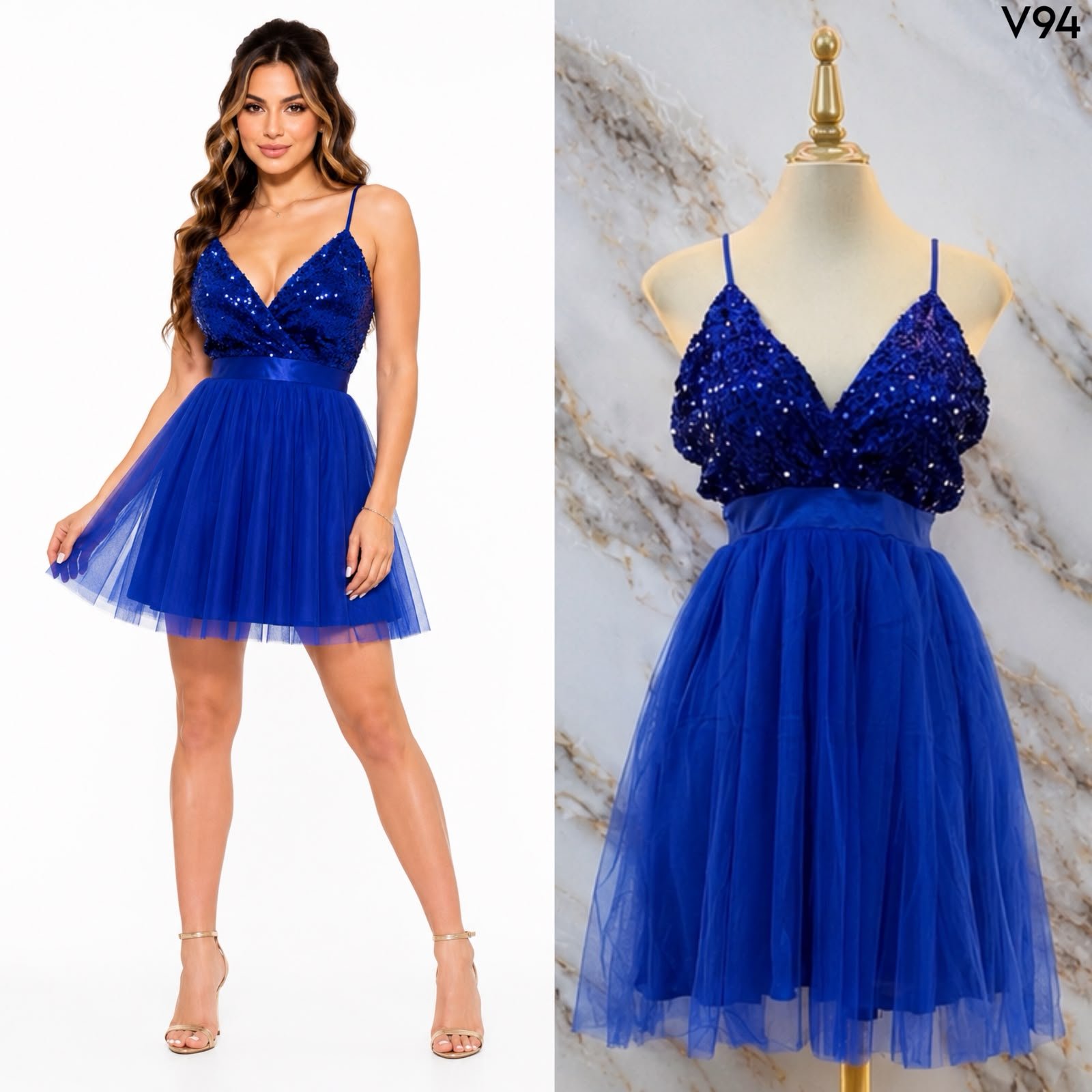 VESTIDO DE TIRANTES CON LENTEJUELAS V94 - Image 3