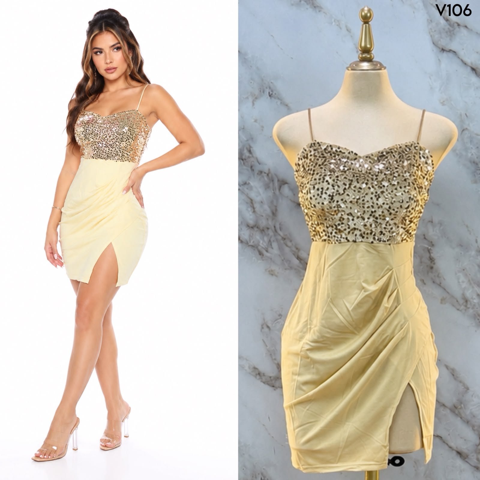 VESTIDO DE TIRANTES CON LENTEJUELAS V106 - Image 3