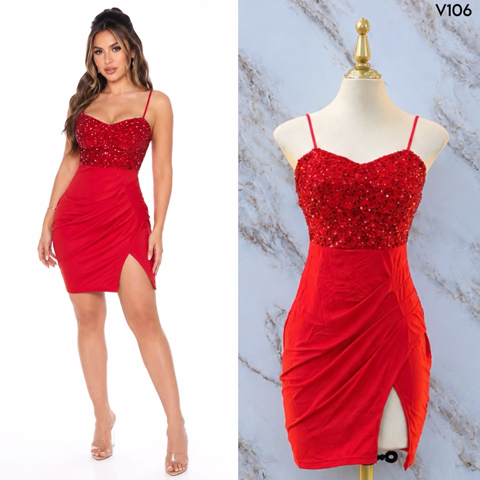 VESTIDO DE TIRANTES CON LENTEJUELAS V106 - Image 2