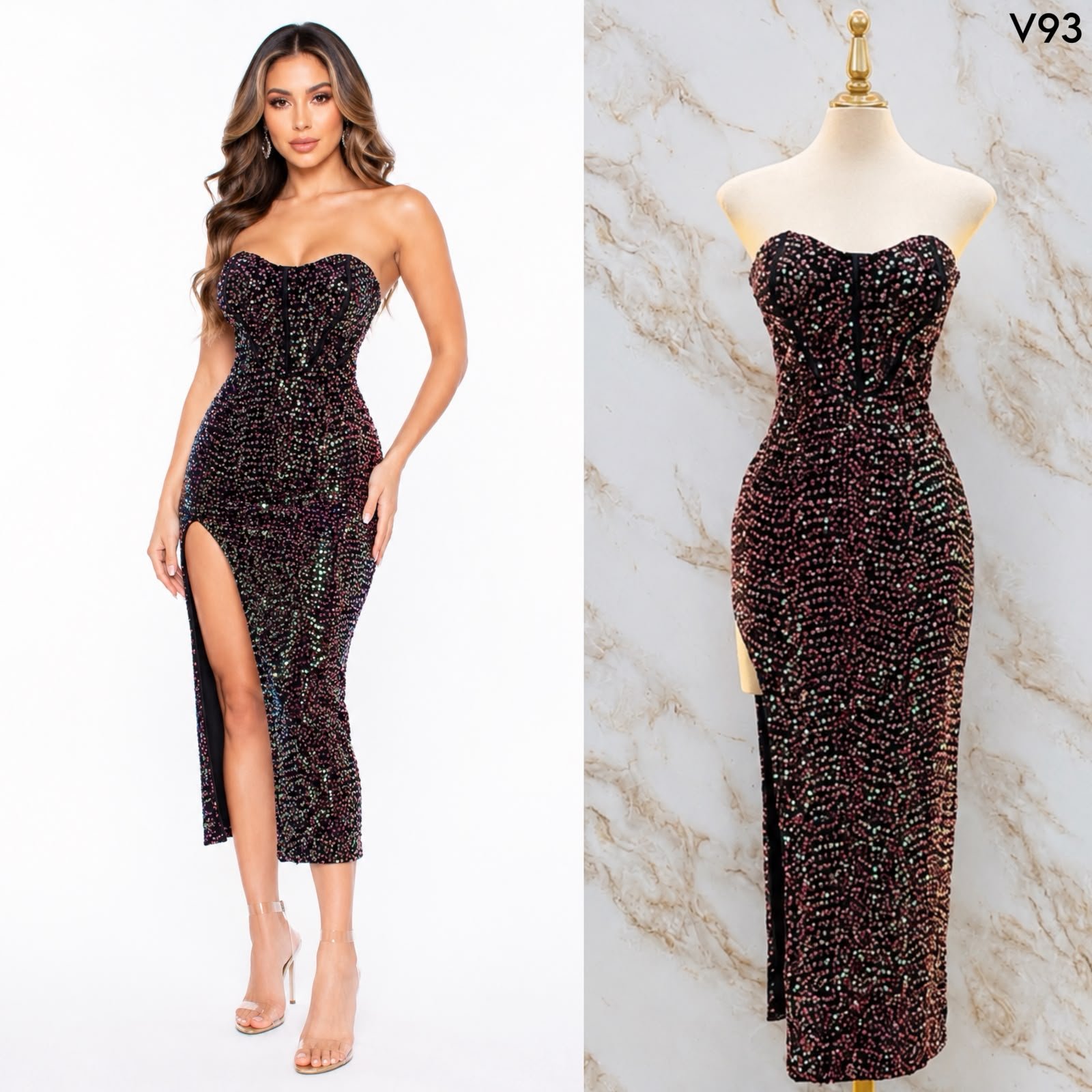 VESTIDO DE FIESTA STRAPLEES V93 - Image 3
