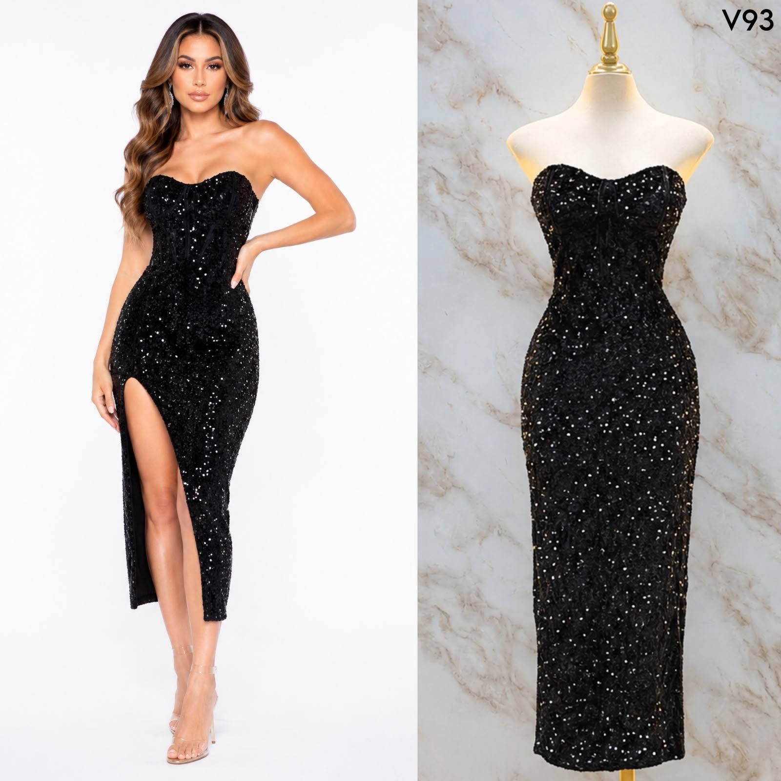 VESTIDO DE FIESTA STRAPLEES V93 - Image 4