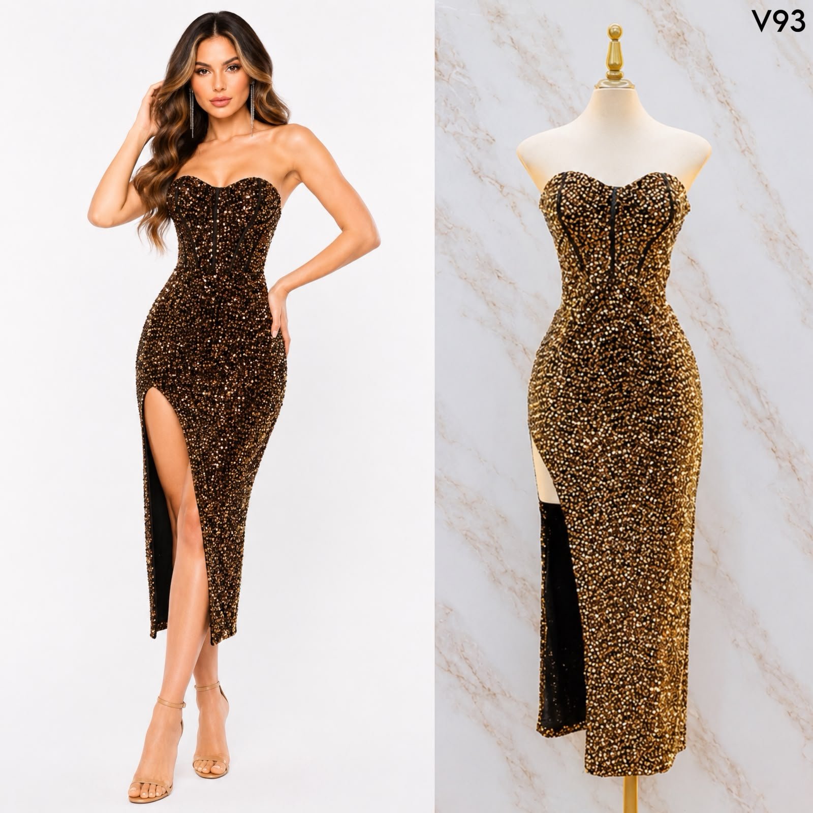 VESTIDO DE FIESTA STRAPLEES V93 - Image 8