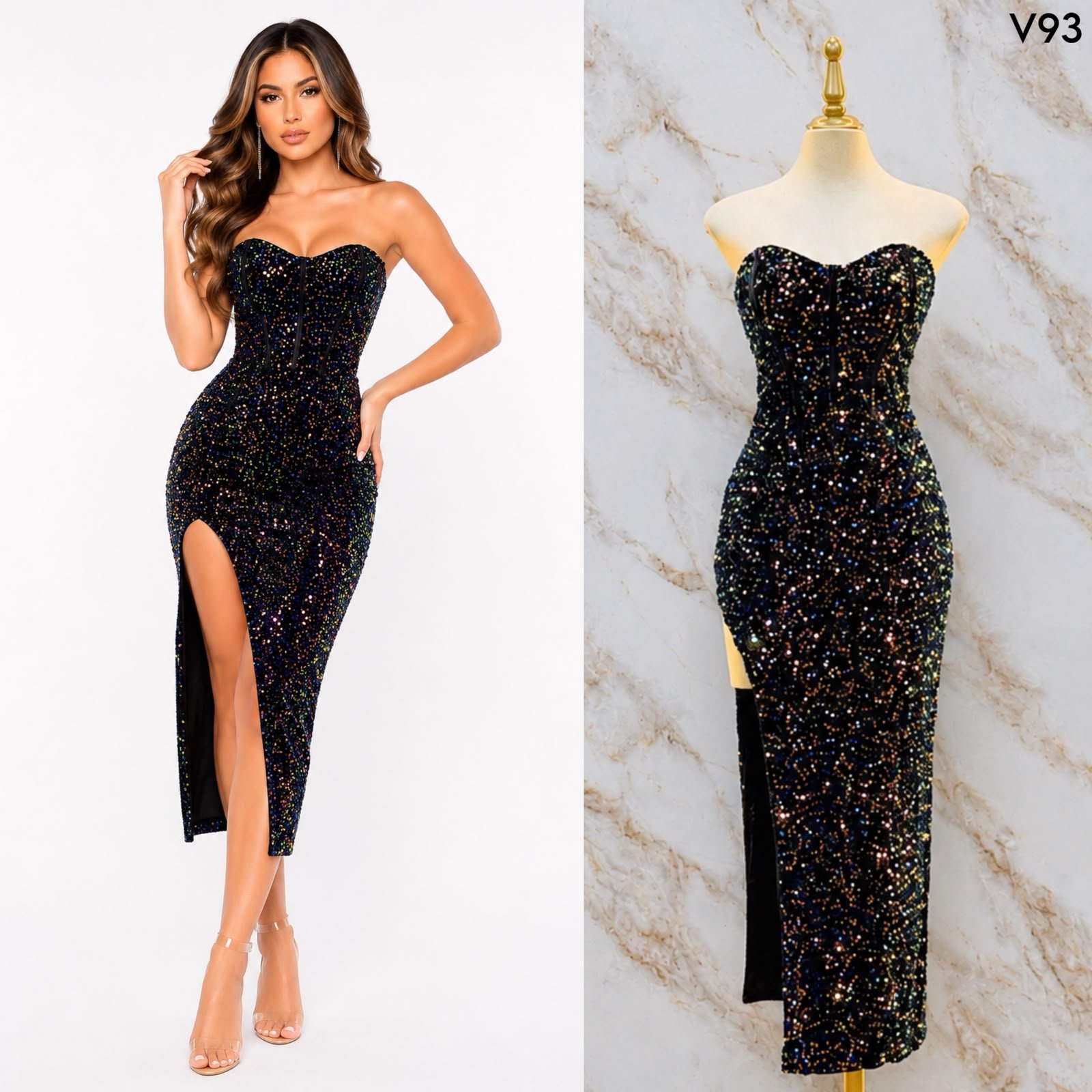 VESTIDO DE FIESTA STRAPLEES V93 - Image 6