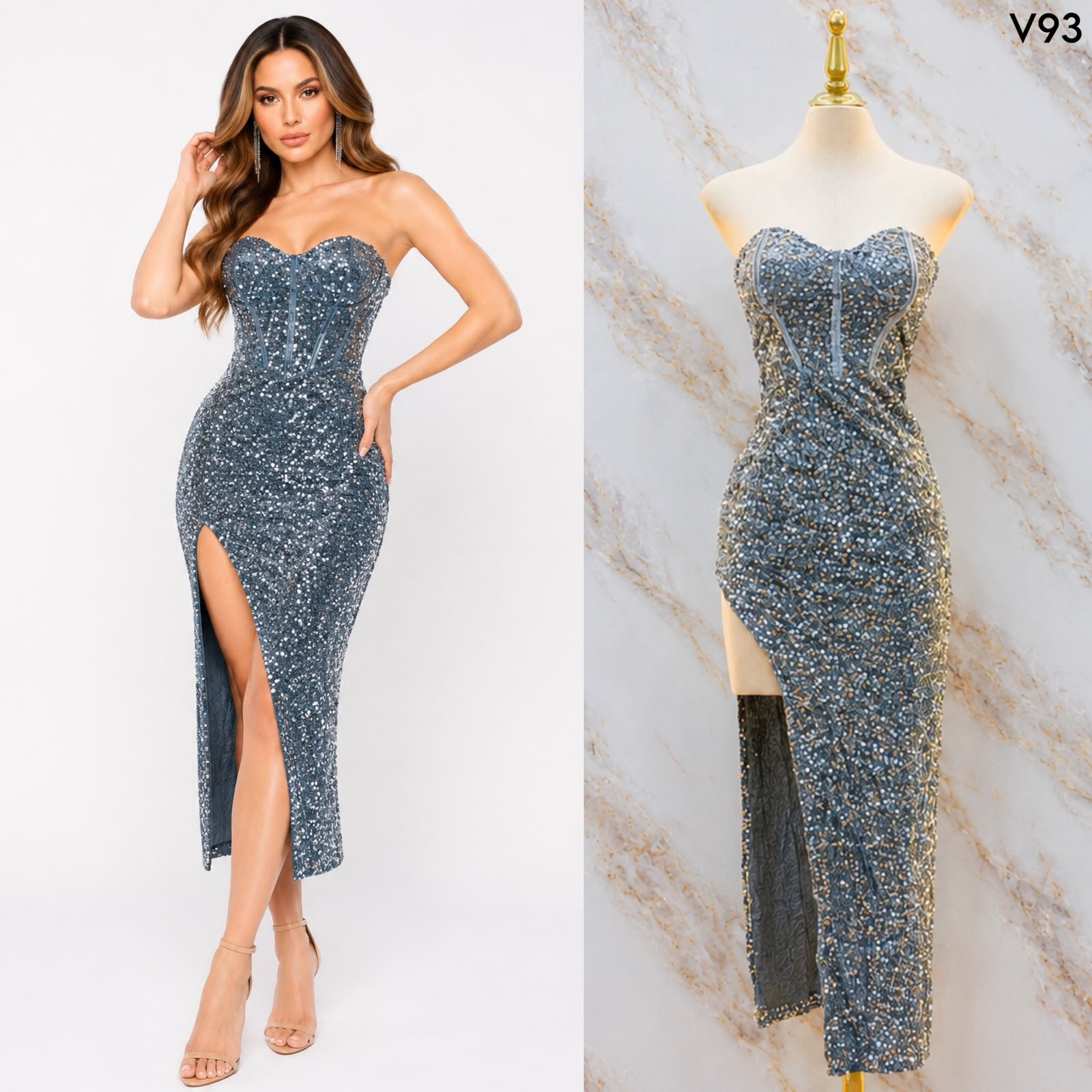 VESTIDO DE FIESTA STRAPLEES V93 - Image 10
