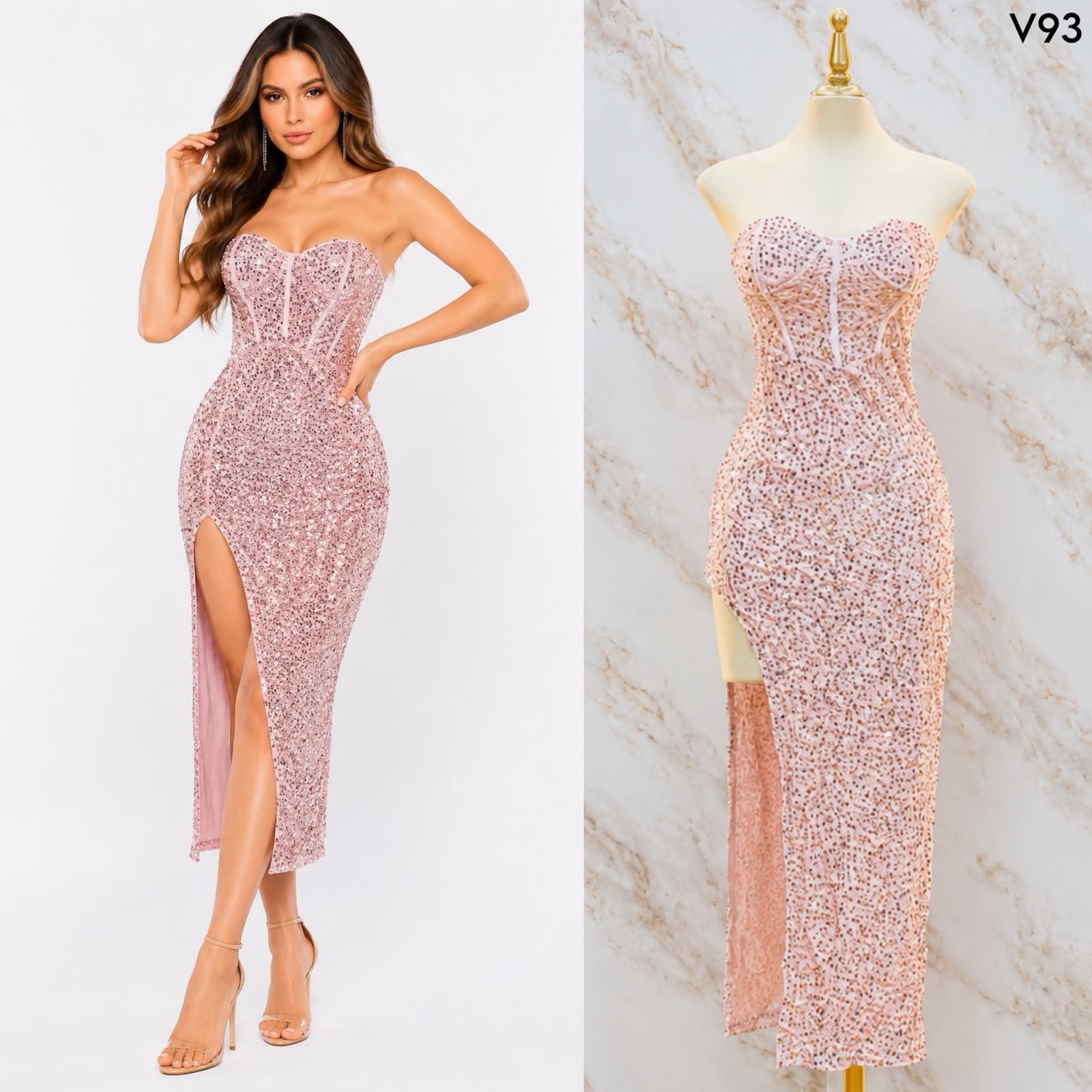 VESTIDO DE FIESTA STRAPLEES V93 - Image 9