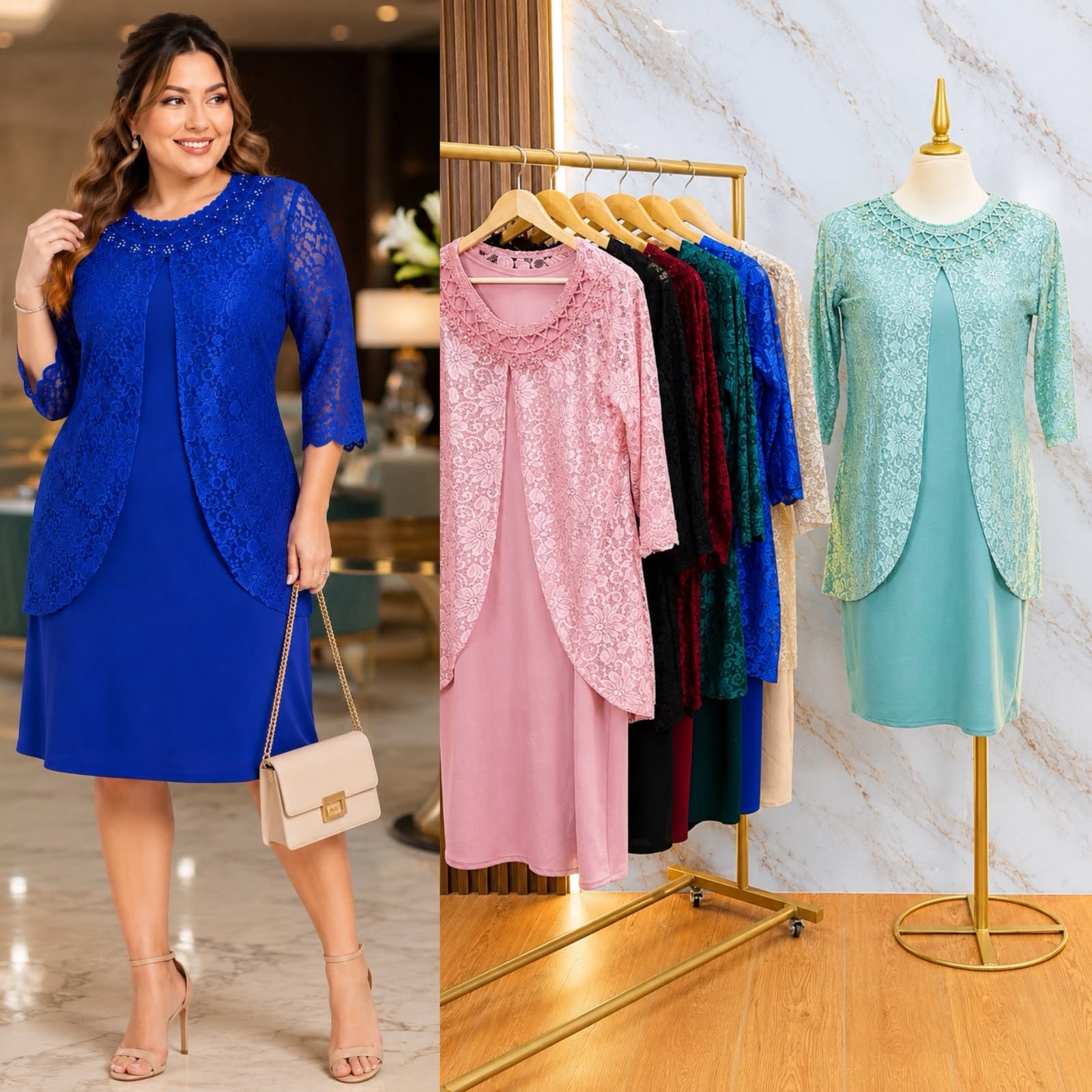 VESTIDO DE FIESTA CON SACO CREPE