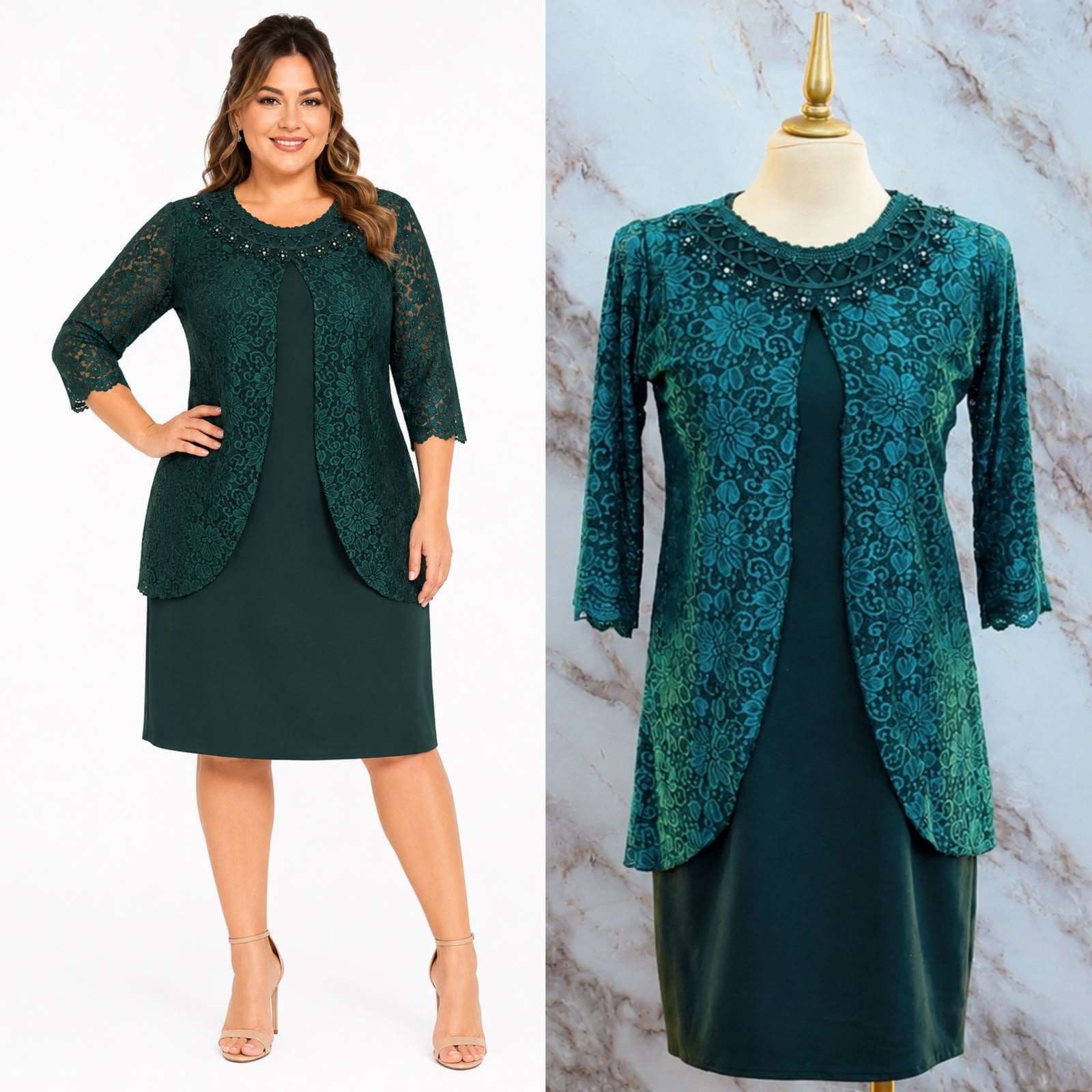 VESTIDO DE FIESTA CON SACO CREPE - Image 3