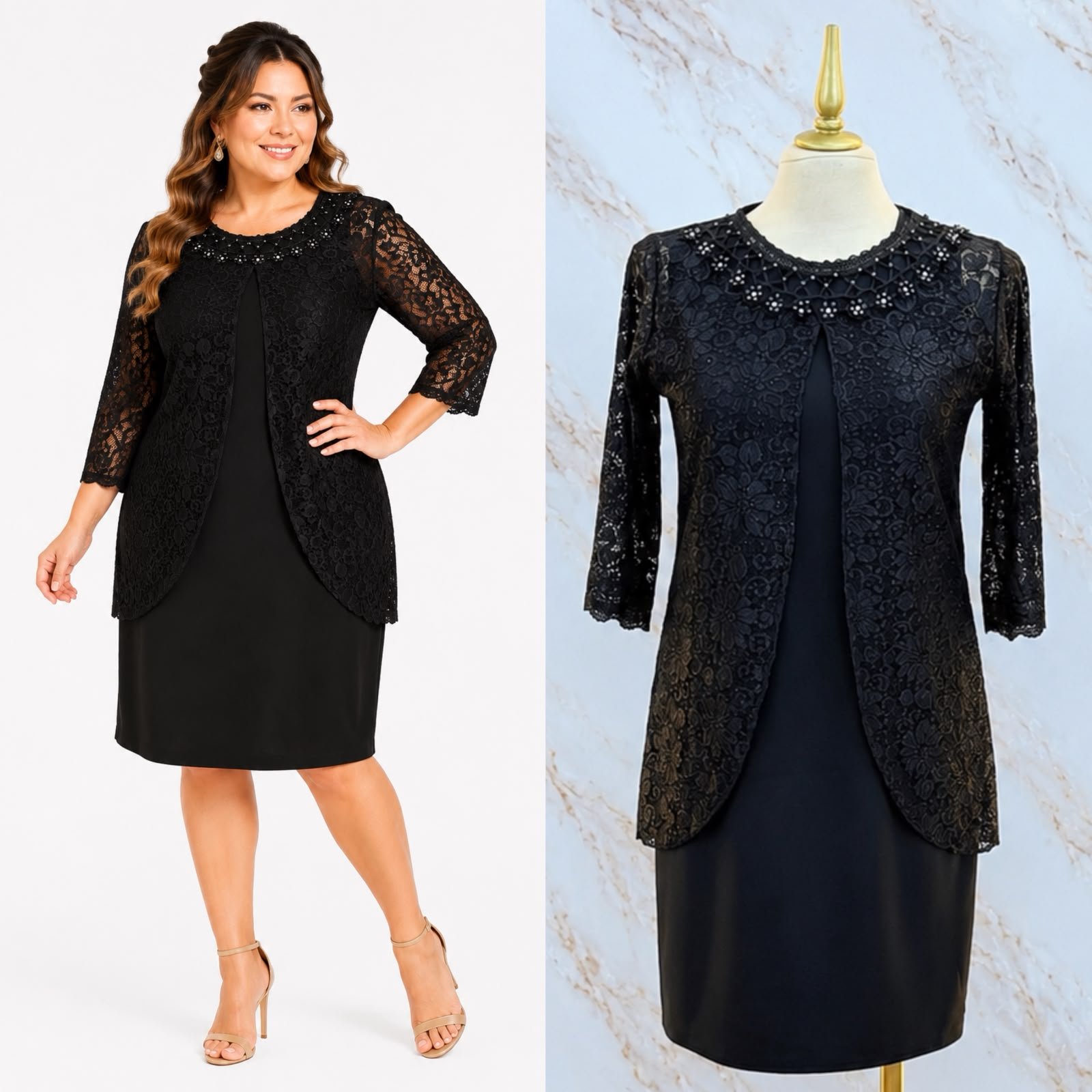 VESTIDO DE FIESTA CON SACO CREPE - Image 6