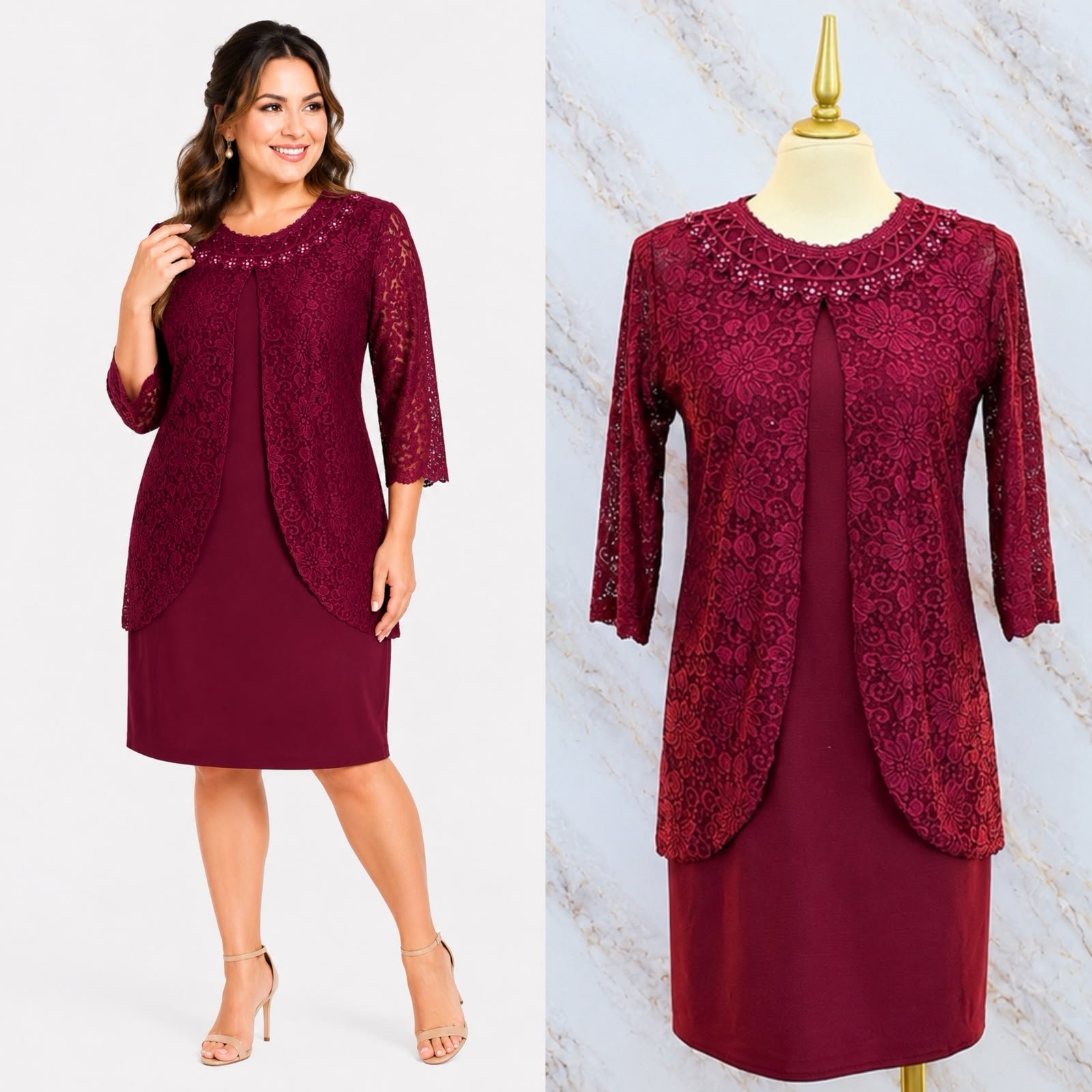 VESTIDO DE FIESTA CON SACO CREPE - Image 8