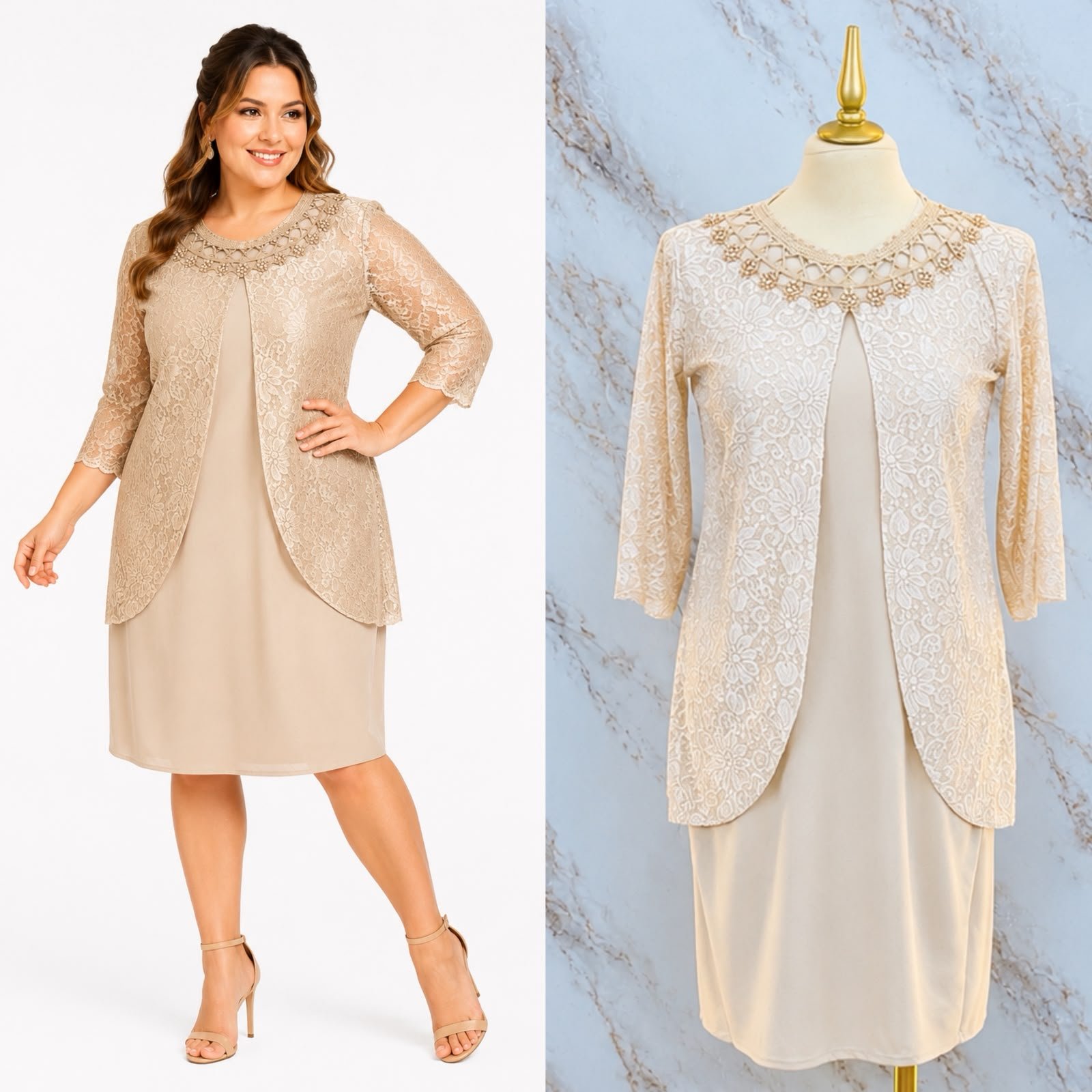 VESTIDO DE FIESTA CON SACO CREPE - Image 5